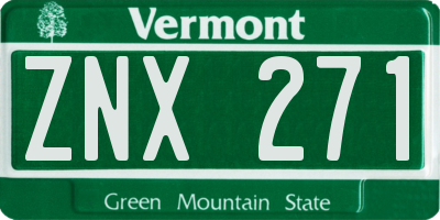 VT license plate ZNX271