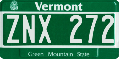 VT license plate ZNX272