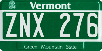 VT license plate ZNX276