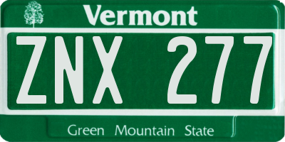 VT license plate ZNX277