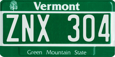VT license plate ZNX304