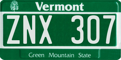 VT license plate ZNX307