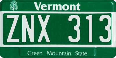 VT license plate ZNX313