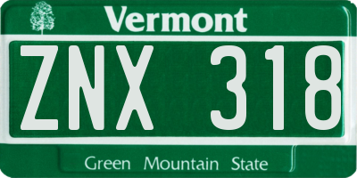 VT license plate ZNX318