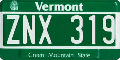 VT license plate ZNX319