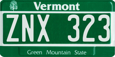 VT license plate ZNX323