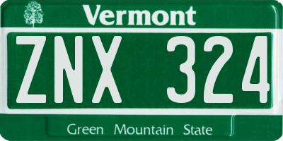 VT license plate ZNX324