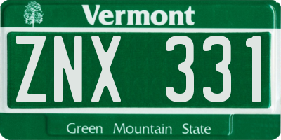 VT license plate ZNX331