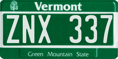 VT license plate ZNX337
