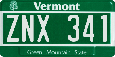 VT license plate ZNX341