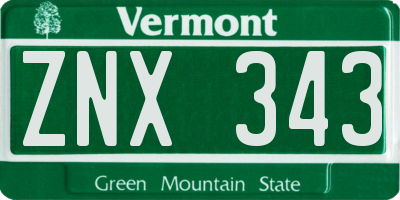VT license plate ZNX343