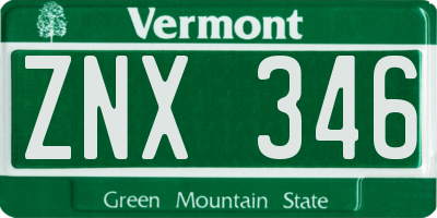 VT license plate ZNX346