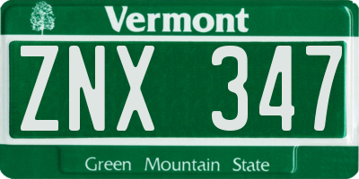 VT license plate ZNX347