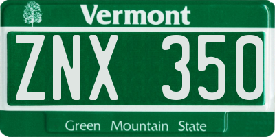 VT license plate ZNX350