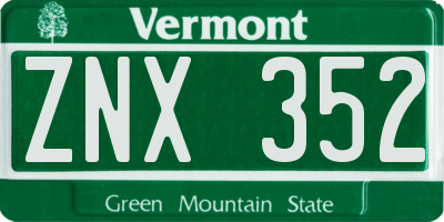 VT license plate ZNX352