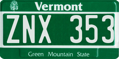 VT license plate ZNX353