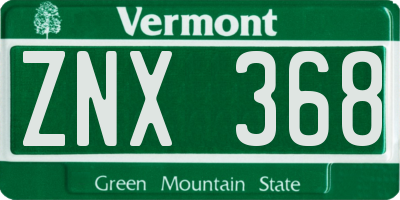 VT license plate ZNX368