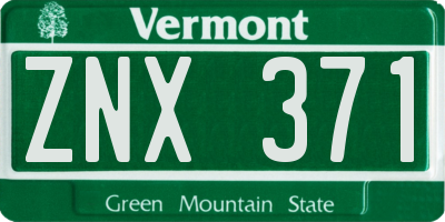 VT license plate ZNX371