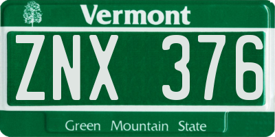 VT license plate ZNX376