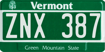 VT license plate ZNX387
