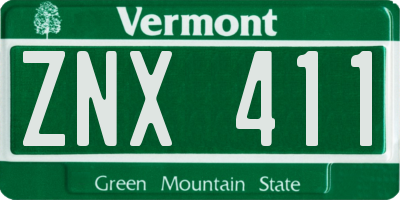 VT license plate ZNX411