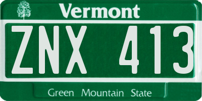 VT license plate ZNX413