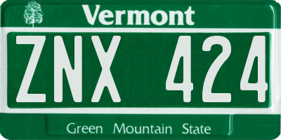 VT license plate ZNX424