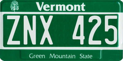 VT license plate ZNX425
