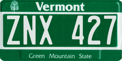 VT license plate ZNX427