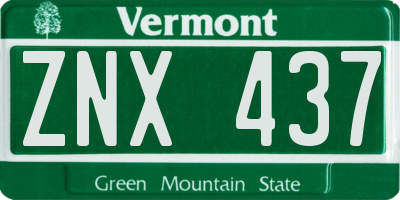VT license plate ZNX437