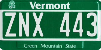 VT license plate ZNX443