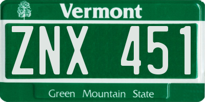 VT license plate ZNX451