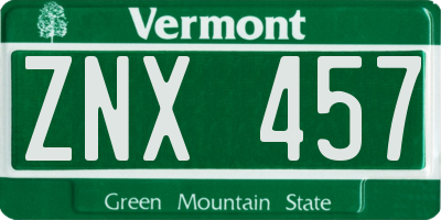 VT license plate ZNX457