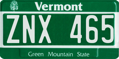 VT license plate ZNX465