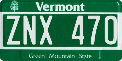VT license plate ZNX470
