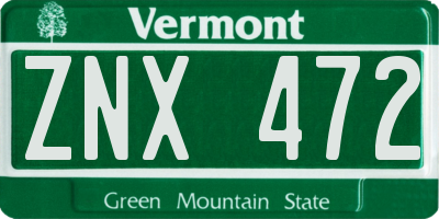VT license plate ZNX472