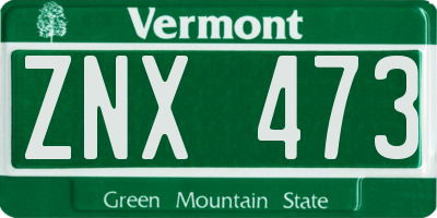 VT license plate ZNX473