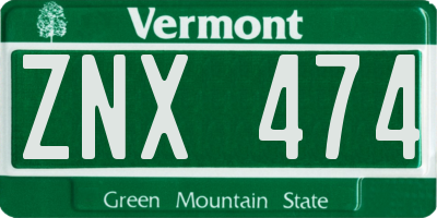 VT license plate ZNX474