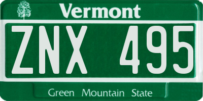 VT license plate ZNX495