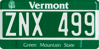 VT license plate ZNX499
