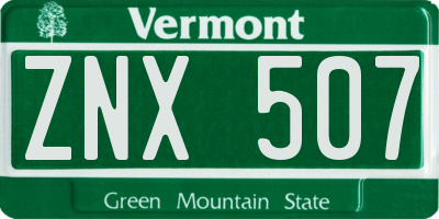 VT license plate ZNX507