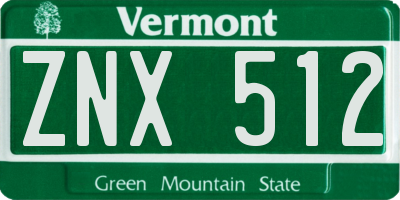 VT license plate ZNX512
