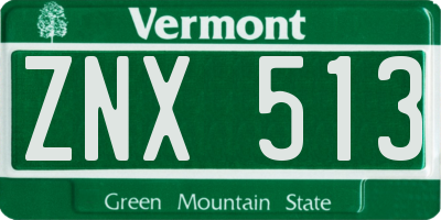 VT license plate ZNX513