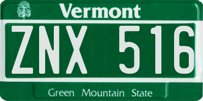 VT license plate ZNX516