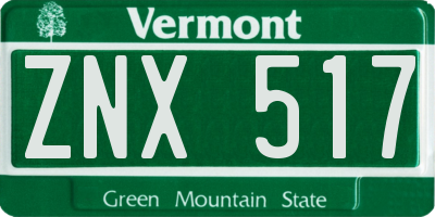 VT license plate ZNX517