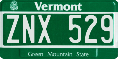 VT license plate ZNX529