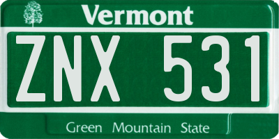 VT license plate ZNX531