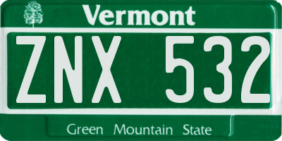 VT license plate ZNX532