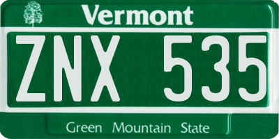 VT license plate ZNX535
