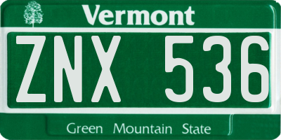 VT license plate ZNX536